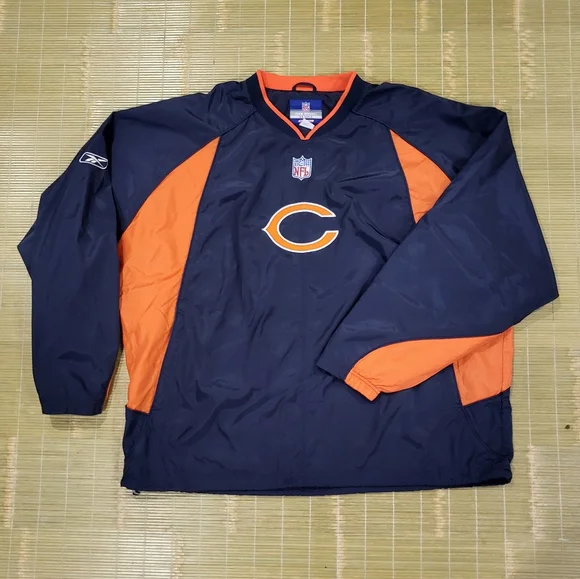 NFL Chicago Bears 2002-04 Men's 2XL Reebok Pullover V-Neck Windbreaker Jacket - Picture 2 of 11